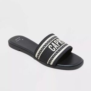 Capri Black and White Slide Sandals 5.5